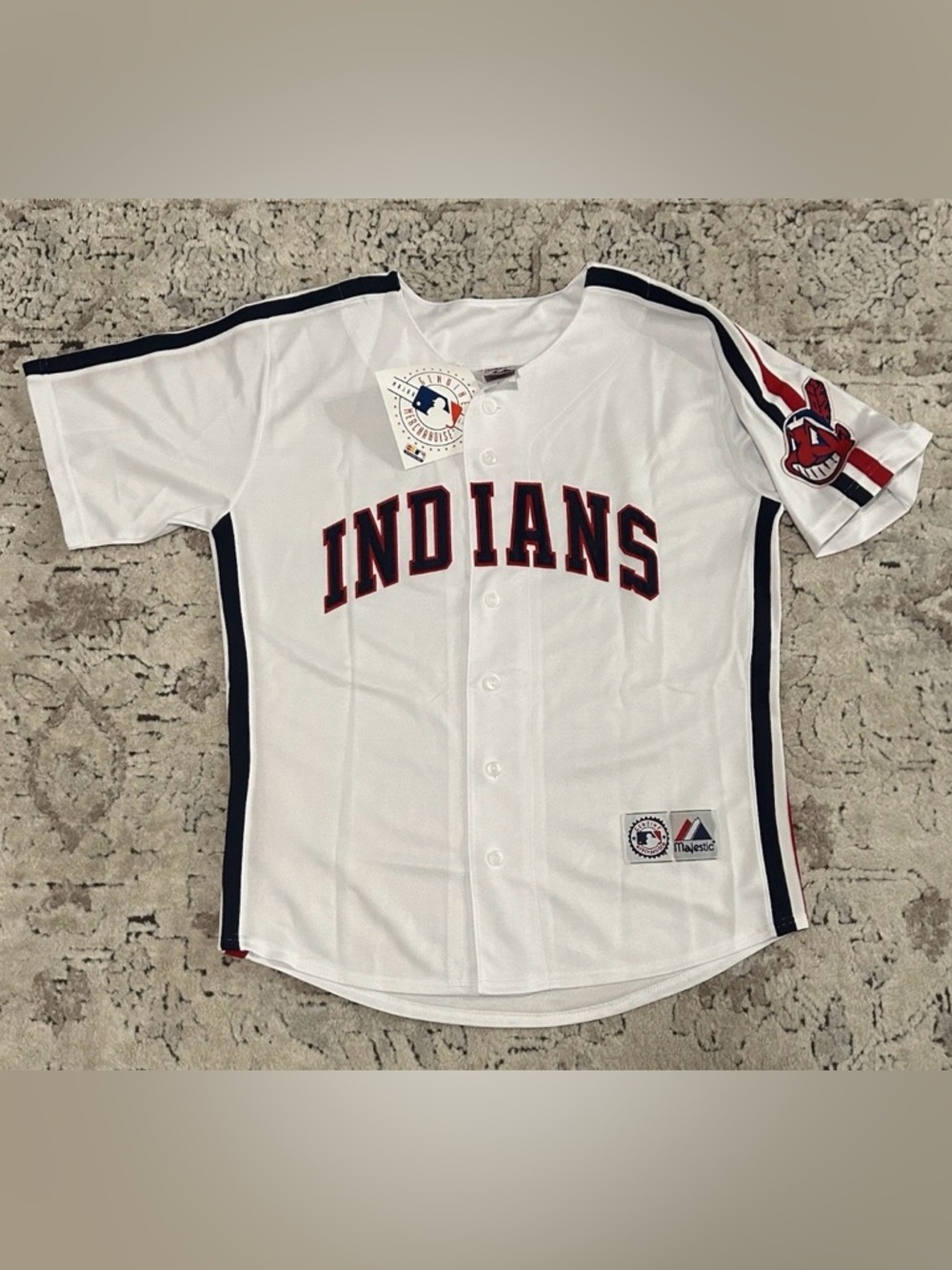 Majestic Authentic Cleveland Indians 1993 Throwback MLB Jersey Men’s Sz: L